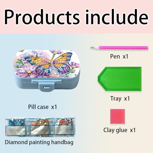 Image of ARTopet Diamond Art Painting Mini Storage Box with 6-Grid Creative Design Compact Portable Small Case for Purse Travel Daily-Butterfly02