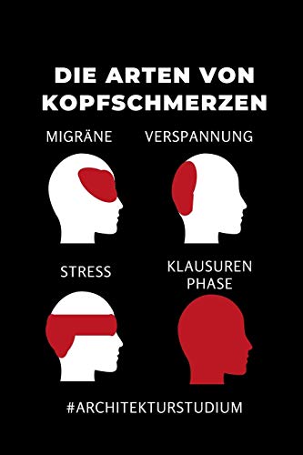 DIE ARTEN VON KOPFSCHMERZEN MIGRÄNE VERSPANNUNG STRESS KLAUSUREN PHASE #ARCHITEKTURSTUDIUM: A5 Studienplaner für Architekten | Geschenkidee für ... Spruch | Studentenbuch (German Edition)