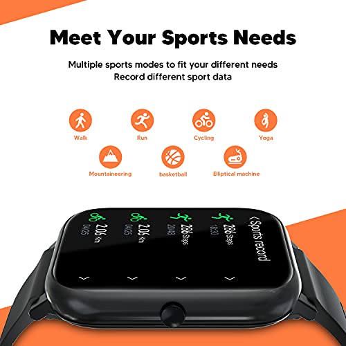 Smart Watch Fitness Tracker mit Herzfrequenzmesser Fit Bitwatches Damen Sportuhr Elegant Lets Fit Smartwatch für Männer Frauen für Android iOS-Schwarz - Image 7