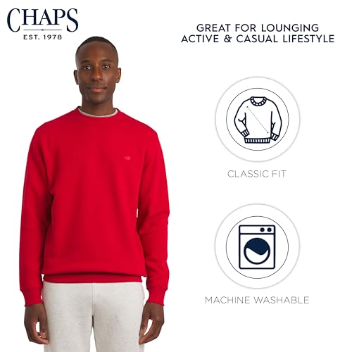 Chaps Men\'s Everyday Classic Casual Long Sleeve Super Soft Fleece Midweight Crewneck Sweater, Red - Thumbnail 6