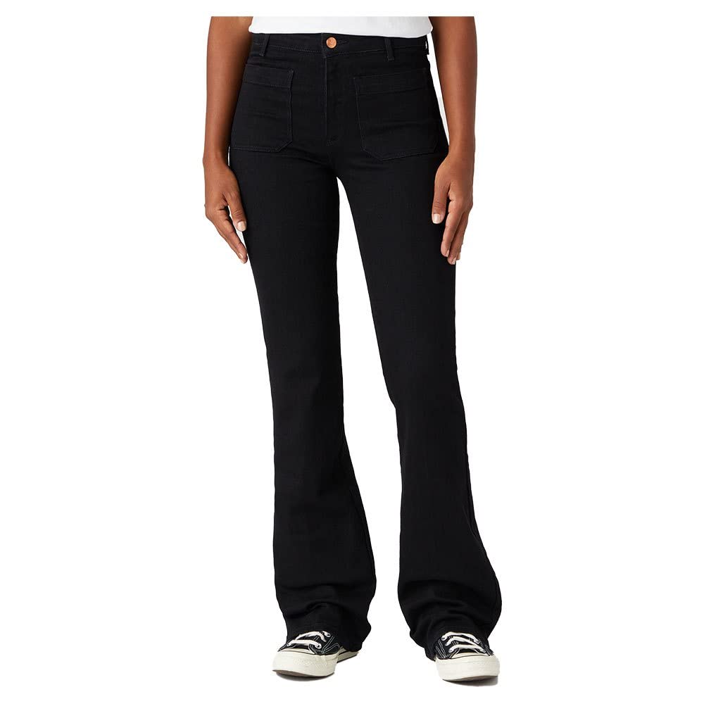Wrangler Women's Flare Jeans, Retro Black, 33W x 32L