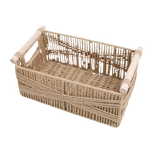 Generic Cestino Decorativo per Mensole, Cestino di Carta E Corda con Manico, Cestino per Carta Igienica, Cestino Portaoggetti per Caffè, Articoli Vari, L