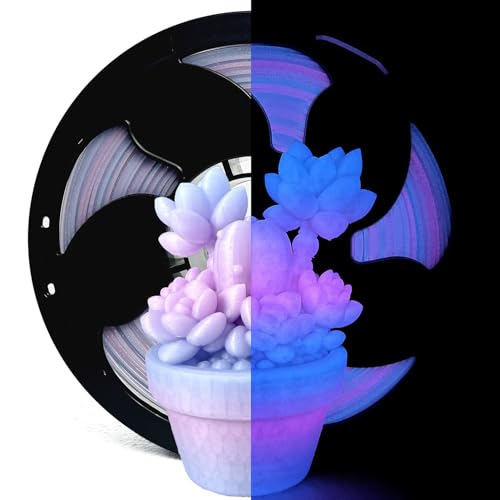 Image of Crystal Pink Glow in Dark Rainbow PLA 1.75mm 1kg Luminous 3D Filament FDM | Blue pink Gradient Vibrant color Beginner friend Hide layer line No tangle 1kg spool 2.2lb for Printer Bambu Snapmaker