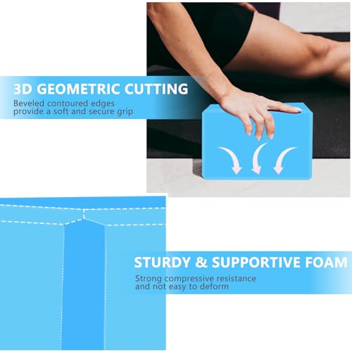 Image of 9 inchx6 inchx3 inch Yoga Blocks, Soft Non-Slip Surface Premium Foam Blocks, Supportive, Lightweight, Odor Resistant, Yoga Accessories for Pilates Meditation General Fitness Stretching Toning (blue-1 Pack