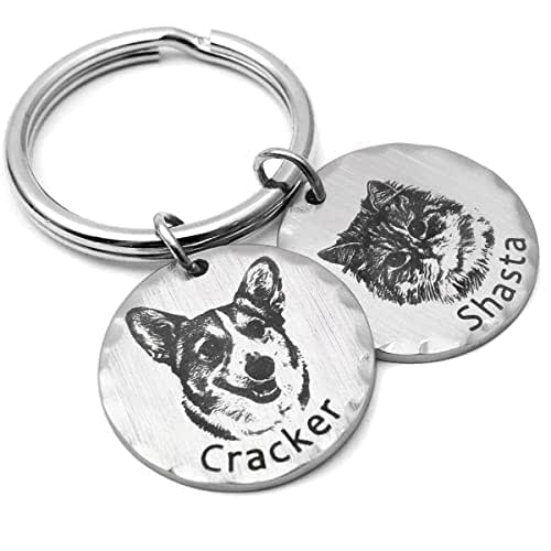 Custom Pet Portrait Dog Keychain for Mom Dog and Cat