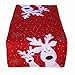 Produktbild Kamaca Serie LUSTIGE Elche mit neugierigen Elchen und Schneeflocken Filigrane Stickerei Eyecatcher Winter Weihnachten (rot, Tischläufer 35x70 cm)