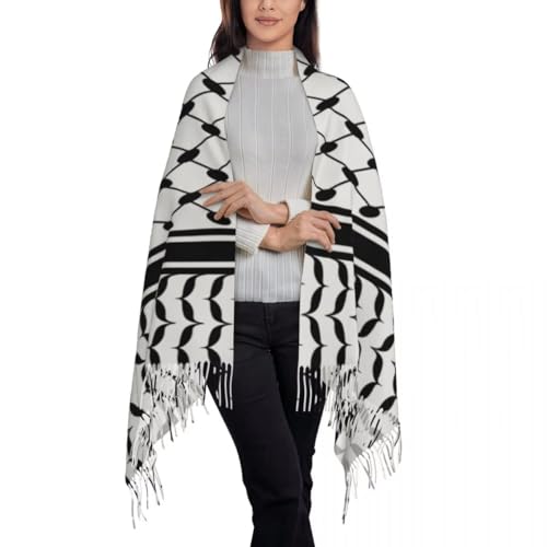Womens Scarf - Novelty Palestine Flag Fringe Scarves Winter National Symbols Printed Stole,Elegant Soft Scarf2