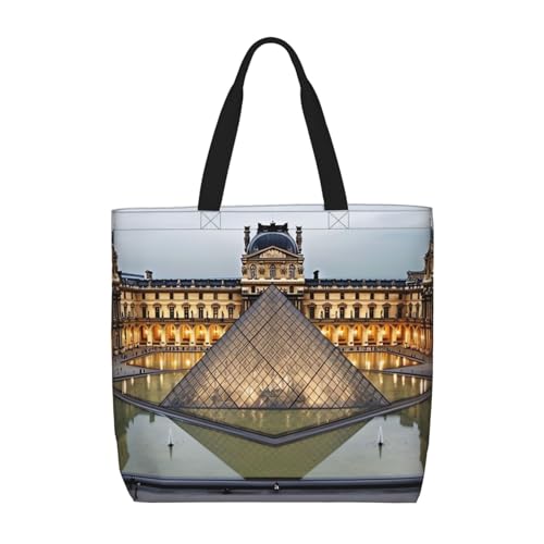 Bolso tipo Hobo para mujer con cremallera, bolso grande de hombro para compras y viajes, inspirado en el Museo del Louvre en París miniatura 1