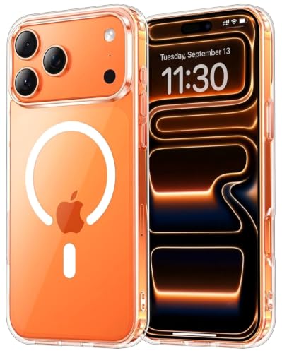Image of Elzzi Clear Transparent Magsafe Cover for iPhone 17 Pro Case (Compatible with Mag-Safe) Non Yellowing Non Slippery Shockproof Phone Case