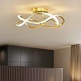Moderne LED-Deckenleuchten Wohnzimmer Deckenleuchte Dimmbar mit Fernbedienung Schlafzimmer Gold Lampe für Kindergarten Büro Esszimmer Deckenleuchte Innen LED-Leuchten für Zuhause (Gold)