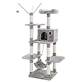 FEANDREA Cat Tree, Cat Condo with Hammock, Perch, Cat Tower, Light Grey PCT86W