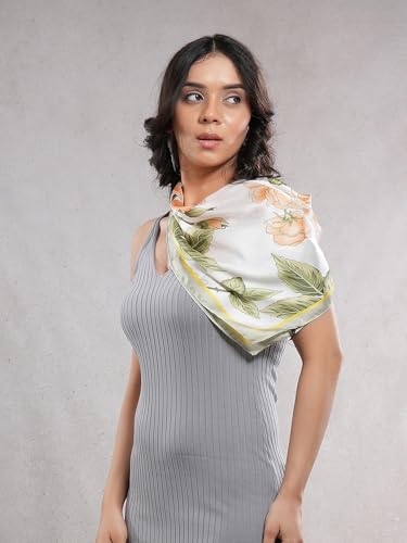 Image of Printed Poly Silken feel Scarf Stole for Women | Stylish, Soft, & Lightweight | Satin Feel Neck Scarf, Hair Scarf, Head Scarf for Women