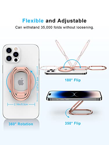 Image of 【2025 Upgraded】 Mag Safe Phone Ring Holder, SUPERONE Adjustable Magnetic Kickstand & Removable Phone Grip Compatible with Wireless Charging Only for iPhone 17 & 16 & 15 & 14 & 13 Series - Rose Gold