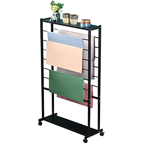 Soporte de exhibición rodante de doble cara de 7 niveles, organizador de metal ajustable para papel de regalo, cintas, bufandas y flores, ahorro de espacio, montaje en pared o almacenamiento móvil