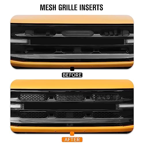 Image of Jimen Compatible with Ford Bronco 2021-2023, 6PCS Front Grille Inserts Mesh Grill Cover Exterior Trim Accessories (Black)
