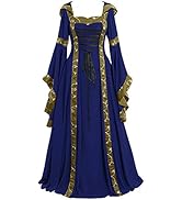 Medieval Costume Women Plus Size Gothic Steampunk Vintage Floor Length Victorian Mythic Renaissan...