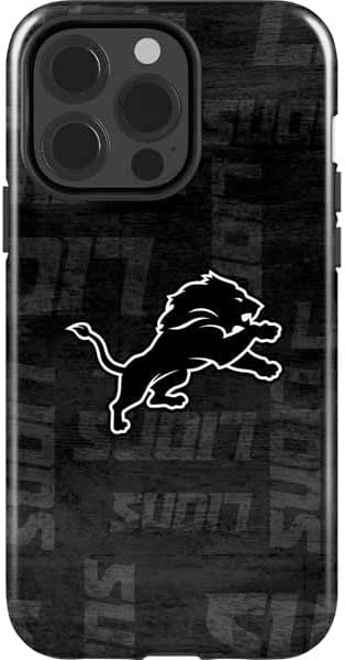 Skinit Impact Phone Case Compatible with iPhone 14 Pro - Officially Licensed NFL Detroit Lions Black & White Design