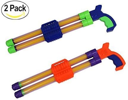 Ouzong 2 Pack Double Stream Machine Water Launcher with Non-Slip Holder for Kids Adults - 17 Inch Powerful Water Gun