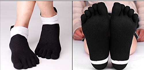Image of Men Toe Socks No Show Low Cut Athletic Wicking Cotton 5 Finger Split Toe 6 Pack