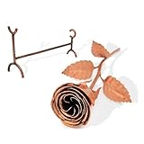 Copper Rose with Stand for 7th or 22nd Anniversary – Handmade Pure Copper Flower with Hammered Stand – Romantic Wedding Gift for Wife or Her