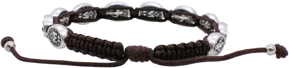 Miraculous Medal Bracelet on Woven Cord | Adjustable | Blue or Brown | Christian Jewelry | Great Catholic Gift for First Holy Communion and Confirmation | Made in Italy - Image 2