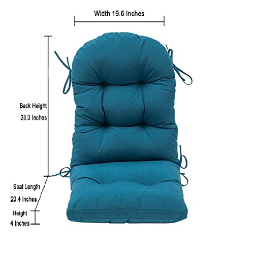 Image of QILLOWAY Outdoor High Back Chair Cushion for Adirondack, All Weather Rocking Chair Cushions Thick Padded Replacement for Patio Furniture,Peacock Blue