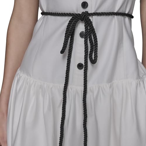 Image of Karl Lagerfeld Women's Sleeveless Square Neck Drope Waist Maxi Dress with Rope Belt