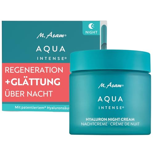 M. Asam AQUA INTENSE Nachtcreme (50ml) Hyaluron Gesichtscreme für intensive Feuchtigkeit Parfümfrei & Regenerierend Skincare mit Silicium & Pflanzenölen für Geschmeidige Haut