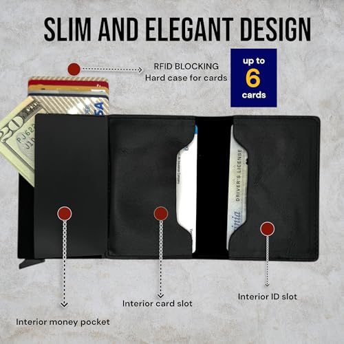 Slim Wallet For Men Gifts For Men Blocking Rfid Wallet For Men Credit Card Holder Men Wallet & Wallet Women Wallets For Men Business Card Holder Case Minimalist Wallet For Man (Black)2