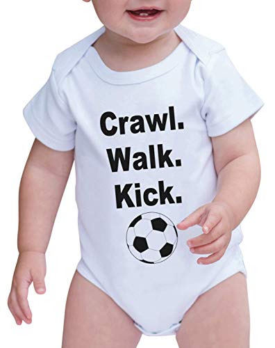 Image of 7 ate 9 Apparel Baby Boy's Crawl. Walk. Kick. Onepiece