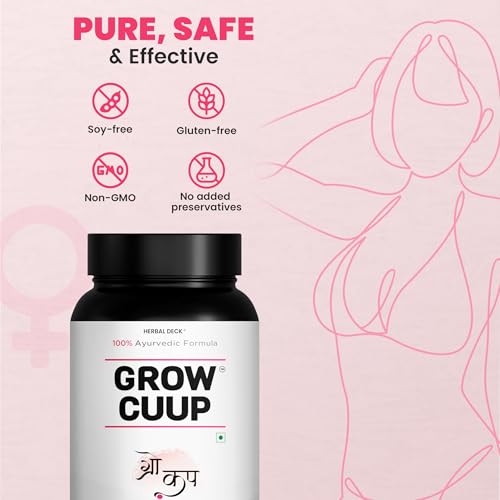Image of Herbal Deck Grow Cuup Powder - 150g | Breast Enhancer Supplements | Natural Breasts Growth, Firmness and Lift | Improves Skin Elasticity | Mixture of Shatavari, Methi, Gambhari, Ashwagandha and More