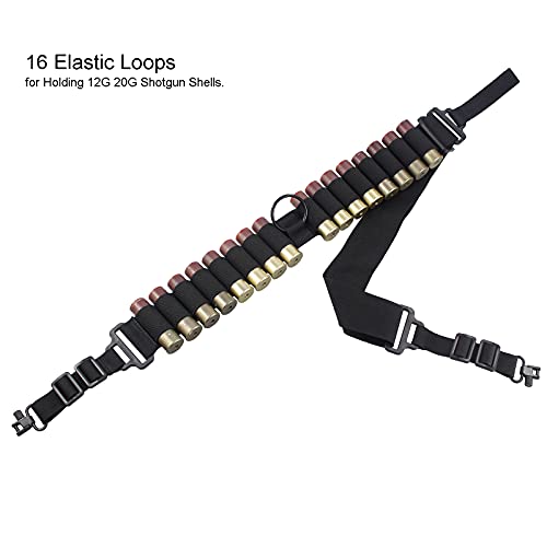 Depring Shotgun Ammo Sling Adjustable 2 Points Gun Shoulder Strap With 16 Loops For 12G 20G Shells #TOP2