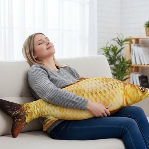 Simulation poisson en peluche 3D moelleuse, oreiller de corps souple - 3