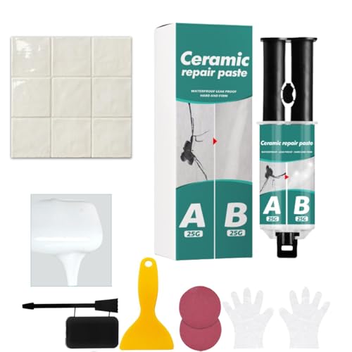 Kit De Reparación De Bañera Blanco, Kit Reparacion Baldosas, Juego De Reparación De Azulejos, Juego De Reparación De Bañeras, Esmalte Kit Reparacion Plato Ducha Para Arañazos, Agujeros