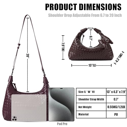 Crossbody Bags for Women Woven Leather Shoulder Handbags Trendy Crescent Bag Soft Hobo with Adjustable Strap3