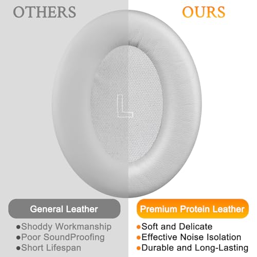Image of SOULWIT Replacement Earpads for Bose QC Ultra /New QuietComfort Ultra(2nd Gen) Wireless Headphones, Ear Pads Cushions with Softer Protein Leather, High-Density Noise Isolation Foam - White Smoke