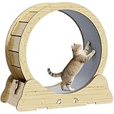 Cat Exercise Wheel, Quiet 34' Cat Treadmill for Indoor Cats, Running Wheel with Carpeted Runway & Safety Lock, Compact Design for Small & Adult Cats Weight Loss & Daily Exercise
