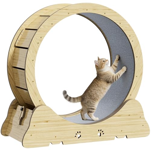 Cat Exercise Wheel Quiet 34 Cat Treadmill for Indoor Cats Running Wheel with Carpeted Runway & Safety Lock Compact Design for Small & Adult Cats Weight Loss & Daily Exercise