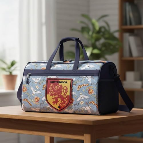 Image of Harry Potter Kids Duffle Bag 16.5 inch - Travel & Sports Bag with Zipper Pocket, Mesh Sides & Strap Gryffindor