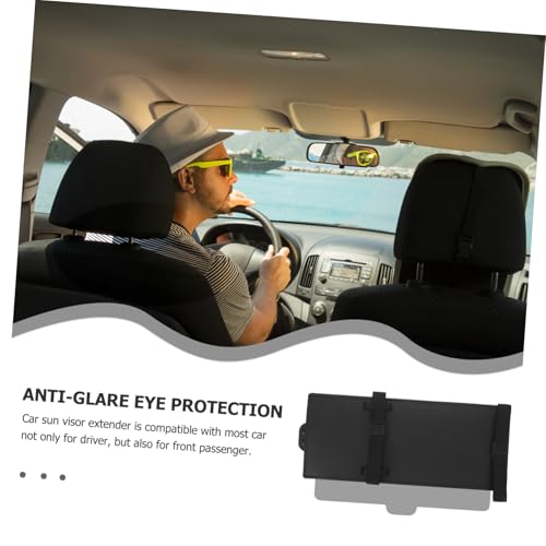 Extensor de visera retráctil YARNOW para coche en cuero PU y PC de color negro 4