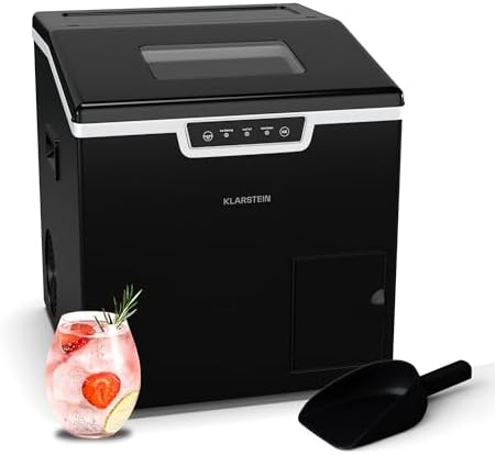 Klarstein Icefestival Bullet Ice Maker – 20 kg/24h, 400 W, Bullet and Grated Ice, 3L Reservoir, LED Touch Panel, Self-Cleaning, for Bars, Events and H...