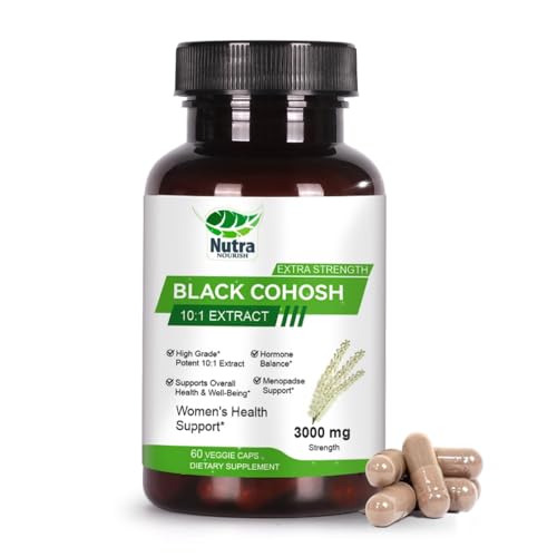 NutraNourish Black Cohosh Capsules,3000mg Strength,Black Cohosh Supplements for Women Menopause Hot Flashes,Non-GMO,60 Vegetarian Capsules