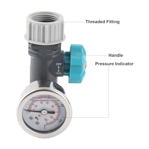 Akozon Válvula Reguladora de Agua Ajustable G3 de 4 Pulgadas con Manómetro, Controlador de Presión, Manómetro Regulador, Controlador de Riego de Jardín de Invernadero