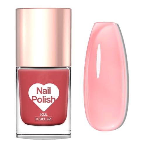 Jelly Nail Polish - Nude Nail Varnish Quick Dry - Translucent Pale Pink Nail Polish Glossy - Breathable nail polish Jelly Neutral Color for Nail Art French Manicure at Home