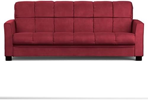 Baja Convert-a-couch Sofa Sleeper Bed Sofa Converts Into a Full-size Bed and Seats 3 Comfortably, Crimson Red