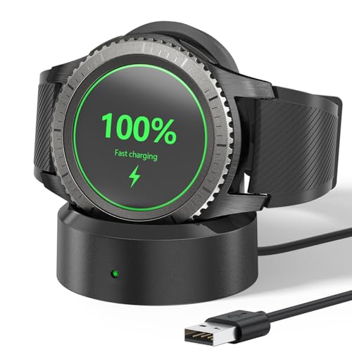 Vanjua for Samsung Gear S3 Watch Charger Cable, Wireless Replacement Charging Dock Stand Compatible with Samsung Gear S3 Classic/Frontier Smart Watch (Black)