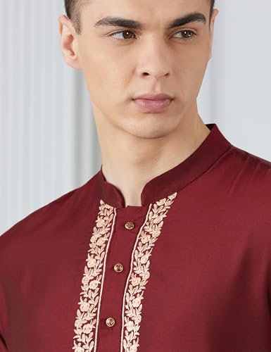 Image of Amazon Brand - Symbol Men Festive Embellished Long Kurta (Regular Fit)