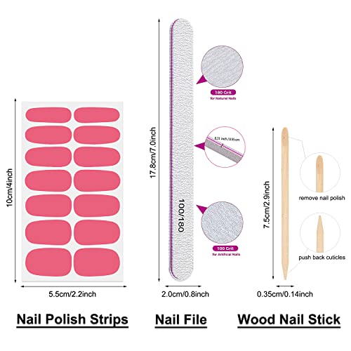 Danneasy 16 Sheets Red Nail Wraps Self Adhesive Nail Polish Stickers For Women Solid Color Nail Polish Strips Gel Nail Sticker Fingernail Stickers Manicure Kit With 1Pc Nail File, Cuticle Stick #TOP6
