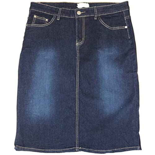 FGR Plus Size Women Knee high Stretch 32 Inches Waist 5 Pocket Denim Blue Skirt Size 12 Missy