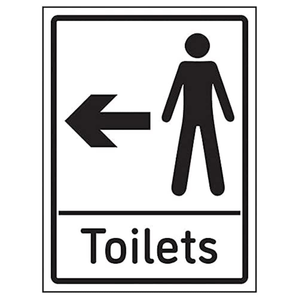 Vsafety Adesivo Da Muro Per WC Uomo Con Freccia Sinistra - 20x30 Cm, Vinile Autoadesivo Resistente, Blu